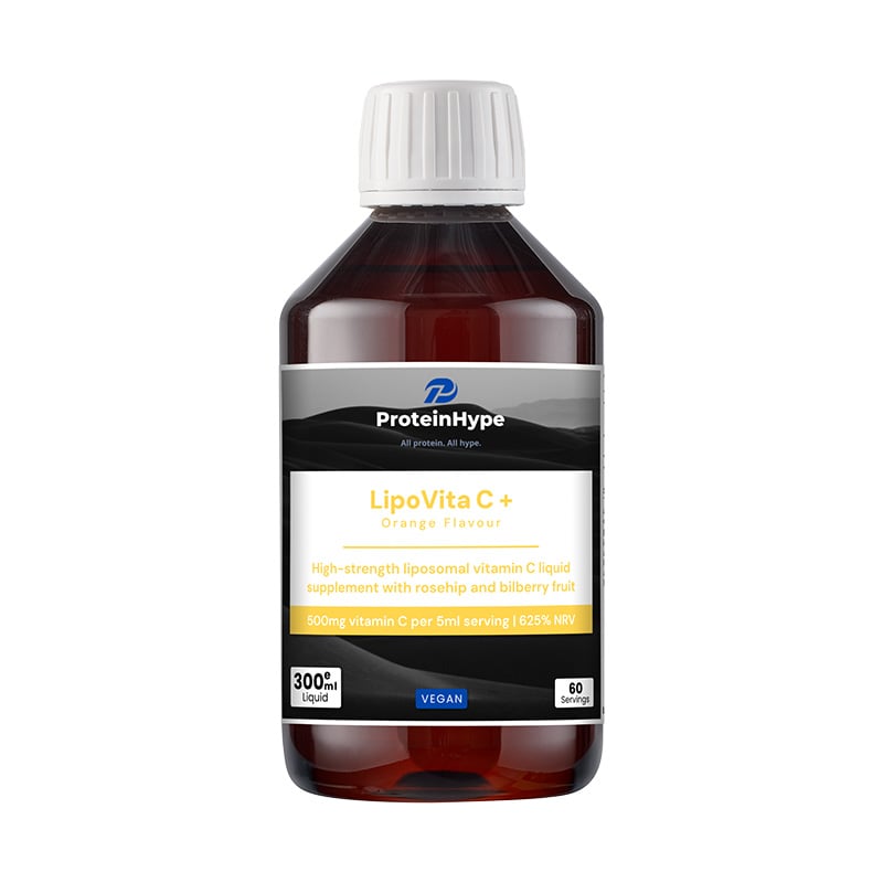 LipoVita C+ liposomal vitamin C liquid with rosehip and bilberry, orange flavour, 500mg per serving, 300ml