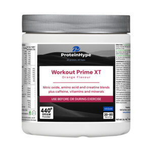 Workout Prime XT orange pre-workout drink with nitric oxide and caffeine